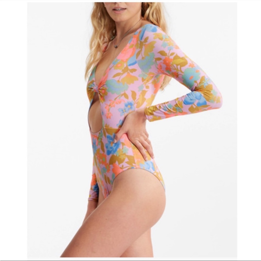 COPY - Billabong long sleeve floral keyhole one piece swimsuit
